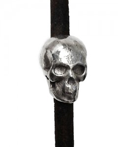 skull bracelet, leather cord