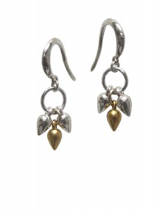 Gold and silver pear drop earrings