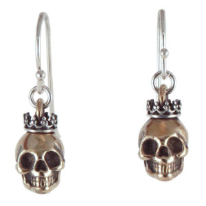 earrings skull crown bronze front