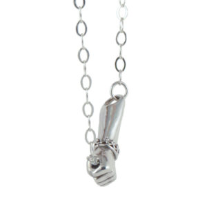 hand holding chain side