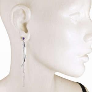 amethyst silver bar tassel earrings