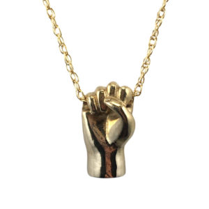 bronze fist necklace