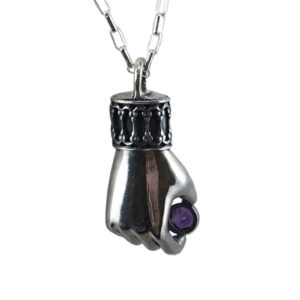 sterling silver hand holding amethyst