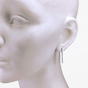 silver double short bar earrings
